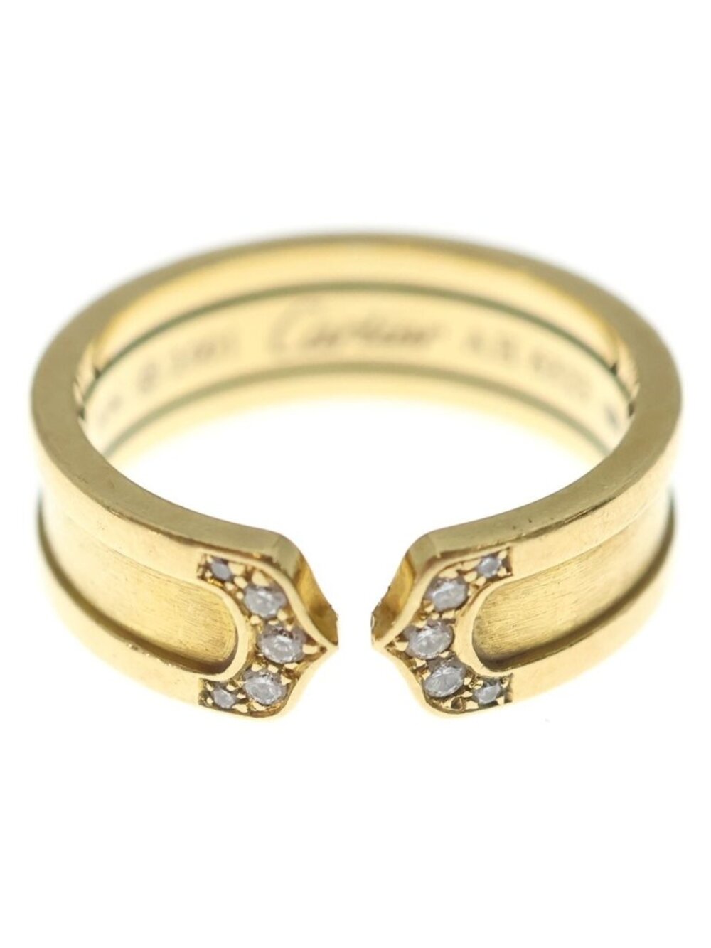 Cartier 2C C2 Diamond Ring YG Gold